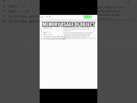 Memory Usage of an Variable(Object) #shorts #program #python
