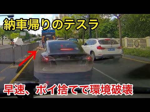 [China Bad Drivers] Tesla Model 3 without number plates did a terrible thing! [Traffic Safety]