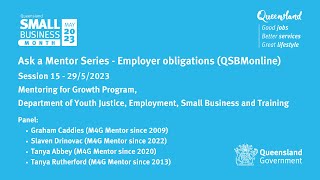 QSBMonline Session 15 - Ask a Mentor: Workforce Management – Employer Obligations