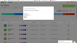 Adjusting columns settings on the dashboard