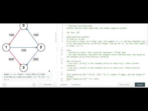Cheapest Flights with K Stops - Leetcode 787 - Bellman Ford Algorithm - Python