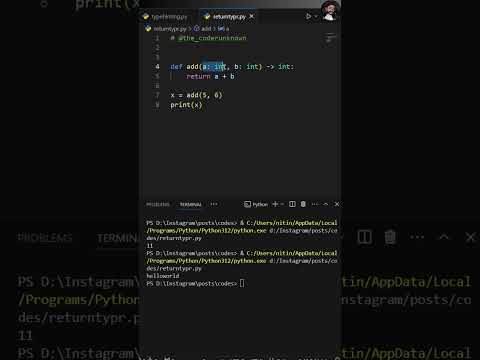 Type Hinting in python 🐍🧑‍💻#python #coding #programming