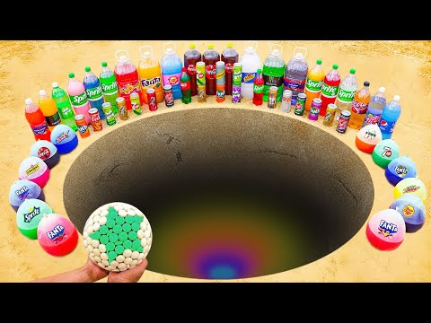 EXPERIMENT: Giant Toothpaste Eruption from Balloons Coca, Mtn Dew, 7up, Fanta vs Mentos Ball