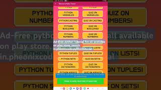 Ad-free python tutorial in.pheonixcode.pythontutorial  on playstore