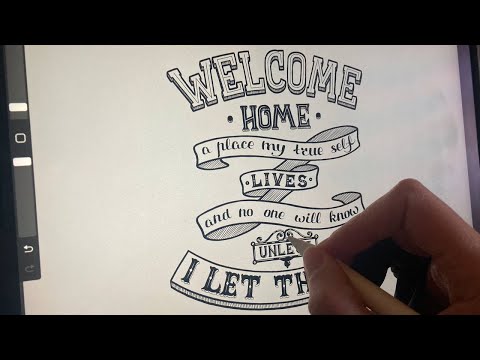 Victorian Vintage Lettering Timelapse | "Welcome Home" Wall Decal Design in Procreate