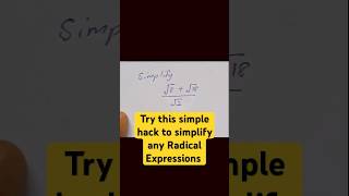 How to Simplify Radical  Expressions #maths #algebra#radicalsexpressions#rationals