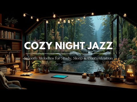 Cozy Night Jazz by the River Window | Smooth Study Music & Work Vibes ~ Relaxing Instrumental