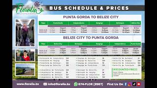 Floralia's Bus Schedule & Prices from Punta Gorda to Belize City and back.
