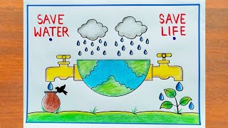World Water Day Drawing / Save Water Save Life Poster Drawing / Save Water Save Earth Poster Drawing