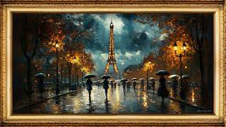 FRAME TV Animated Paris Oil Painting with Lights and Rain Silent Images for Relaxation | 4K Artwork