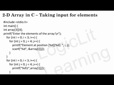 2D Array Input in C | Scan & Print Matrix at Runtime | C Program Explained for BCA/BTech/DSA