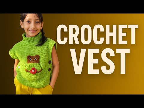 Warm Crochet Vest with Pocket 🪡🧵| आसान और सुंदर क्रोशे वेस्ट🌸✨️