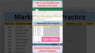How to Use Randbetween function in excel