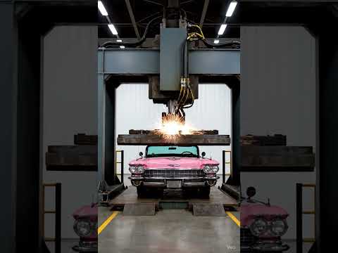 Pink Cadillac and hydraulic press. What's left of the car?