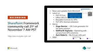 SharePoint PnP - SPFx & JavaScript SIG community call – 21st of November 2019