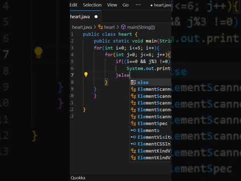 Print ❤️ shape in Java 🤔🤔 #java #coding  #heart  #vscode