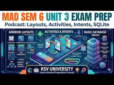 BCA SEM 6 MAD Unit 3 | Android Layouts, Activities, Intents & SQLite Exam Prep