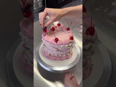 What color should I do next?? #cake #cakedecorating #cakes #heartcake #caketutorial