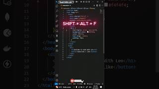 VS Code Shortcut #3: Auto Format Your Code in Seconds #shorts  #coding #vscode #shortcut
