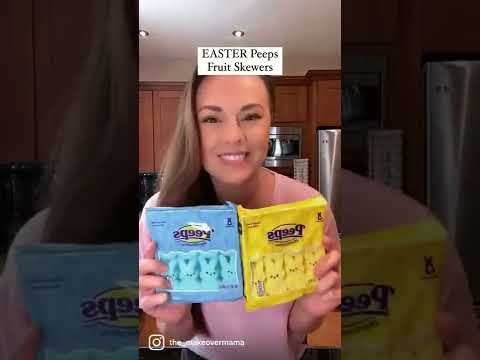 EASTER- Peeps Fruit Skewers! #easter #easteregg #easycraft #kidcrafts #kidsnacks #snack #fruit #diy