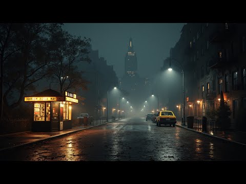 Late Night New York City - Misty Streets and Dark Jazz Rhythms Under City Lights - Autumn Night