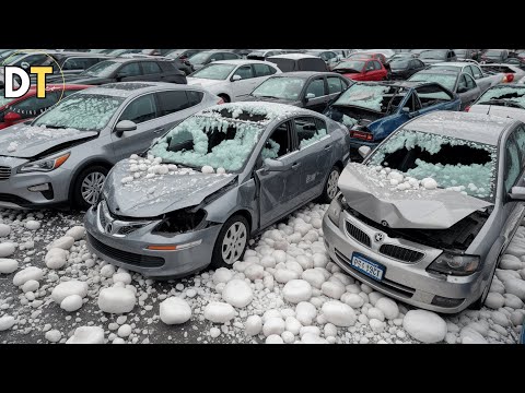 Baseball-sized hail hit Texas,USA! Major damage to homes and vehicles in Kerrville