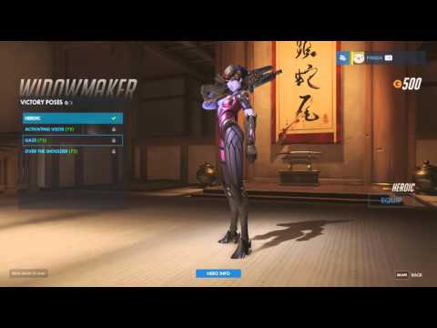 Widowmaker from Overwatch - skins, emotes, poses and intros