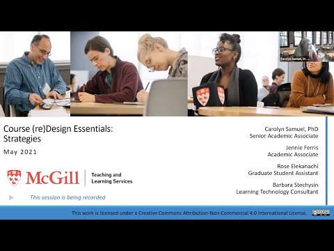 Course (re)Design Essentials 3 — Planning instructional strategies and next steps (May 13, 2021)