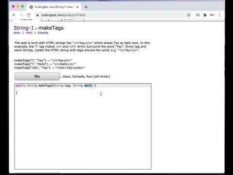CodingBat makeTags Quick & Easy Solution