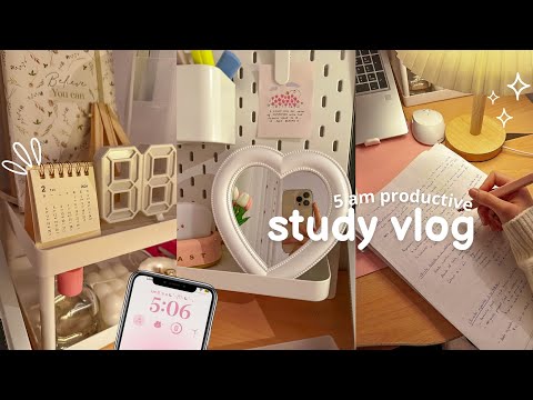 5am productive study vlog🍓realistic day of an uni student, lots of studying tips🍵