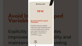 Tip 41 of 100: Avoid Implicitly Typed Variables  #coding #codinghacks #programminglanguage #csharp