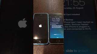 iPhone 5s on iOS 7 vs iPhone 5c on iOS 8 boot up test #shorts #ios7 #ios8 #iphone5s #iphone5c
