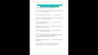 20252026 Michigan Mechanical Code Exam Questions with Correct Answers560