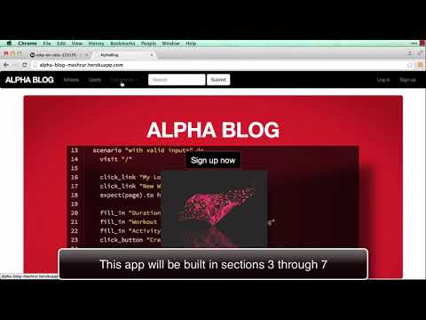 15  Preview of Alpha Blog App built from section 4 through 7