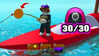 ALL 30 GUARD LOCATIONS in GO FISHING! I GOT DALGONA ROD! 🦑 Roblox [Squid Games Event]