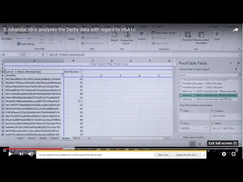 5. Iskandar Idris uses the pivot table to analyse HbA1c in the Derby data