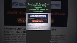 🕵️‍♂️ Cybersecurity Internship at Salesforce 2025! #job #jobsearch #freshers #shorts #trending