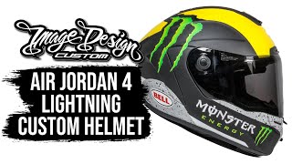 We painted an Air Jordan 4 Lighting Custom Helmet!! // Image Design Custom