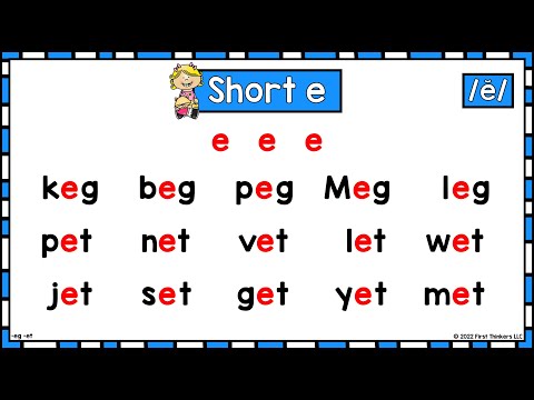 CVC Word Practice Short E using Backward Blending for Kindergarten and 1st Grade