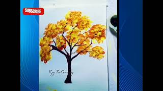 Yellow tree painting art with acrylic colours.How to paint tree  art ideas.# tree#acrylic .