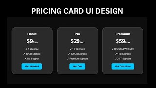 Glassmorphism Pricing Card UI Design | HTML & CSS  + Hover Glow Effect #PricingCard #HTML #css