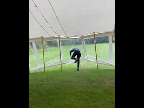 2 men get stuck in a tent