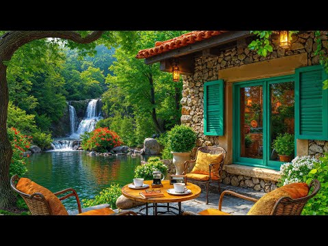 🍂 Tranquil Morning Coffee by the RIver | Morning Breeze, Forest Serenity & Calm Jazz for Relax