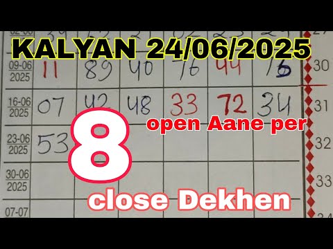 Kalyan Chart 24-06-2025 | Kalyan Single Open Panel Line Trick | Kalyan Jodi