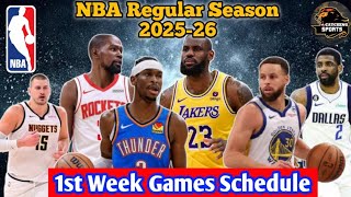 NBA Games Schedule 2025-2026 | 1st week schedule for the Regular season 2025 | Nba updates