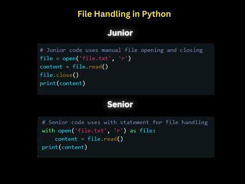Juinior vs Senior. File Handling in Python. #coding #javascript #pythonprogramming #python#shorts
