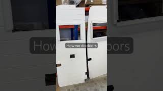Our door method. Insulation, 6mm routered ply & windowsills #vanlife #campervan #vanlifeconversion