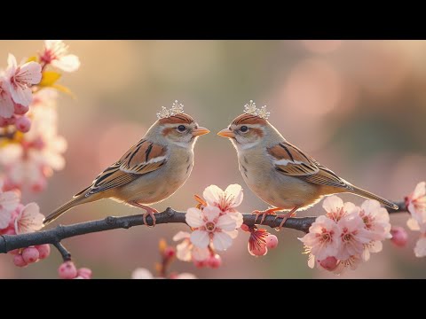 Beautiful 4K birds singing and soothing piano music for relaxation and sleep aid