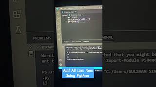 Masti Masti Me Full Python Course/Shorts se python seekhe/#pythoncourses/Add All List Item In Python