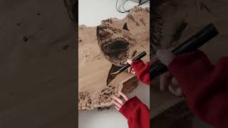 Introducing my current work in progress titled ‘Restless Void’ ✍🏼🪸🔥🦈 #pyrography #woodburning